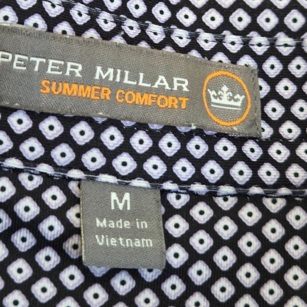 Peter Millar Polo Shirt Mens Medium Purple Diamond AOP Summer Comfort Lake Golf - Picture 7 of 14